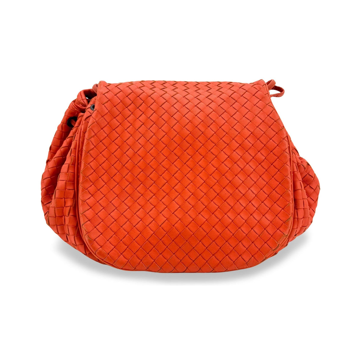 Bottega Veneta Convertible Flap Intrecciato Nappa, Orange, Leather, Shoulder Bag