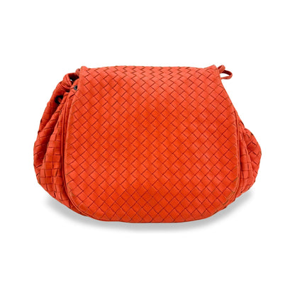 Bottega Veneta Convertible Flap Intrecciato Nappa, Orange, Leather, Shoulder Bag