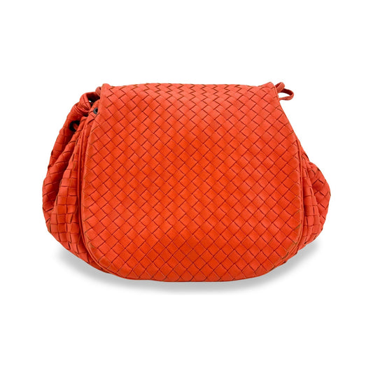 Bottega Veneta Convertible Flap Intrecciato Nappa, Orange, Leather, Shoulder Bag