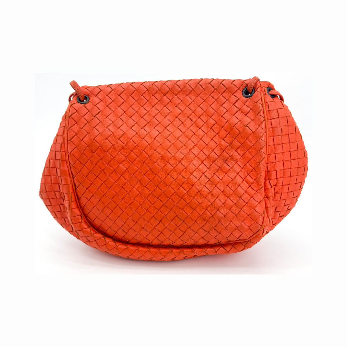 Bottega Veneta Convertible Flap Intrecciato Nappa, Orange, Leather, Shoulder Bag