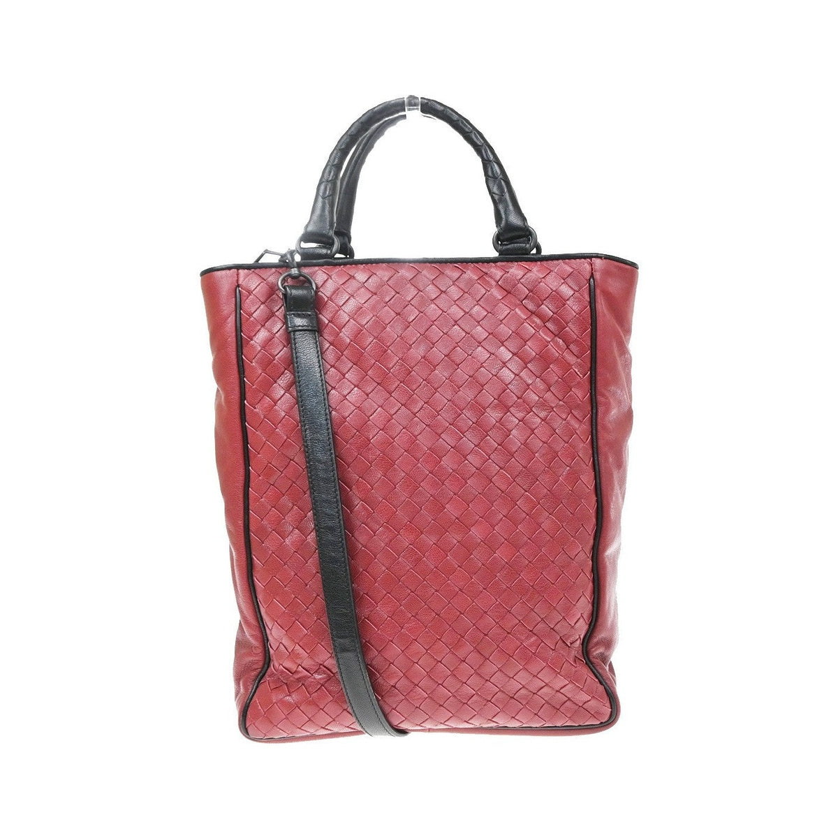 Bottega Veneta Convertible Open Tote Intrecciato Nappa, Red, Leather, Tote Bag