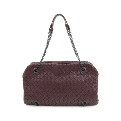 Bottega Veneta Double Chain Intrecciato Nappa, Burgundy, Leather, Tote Bag