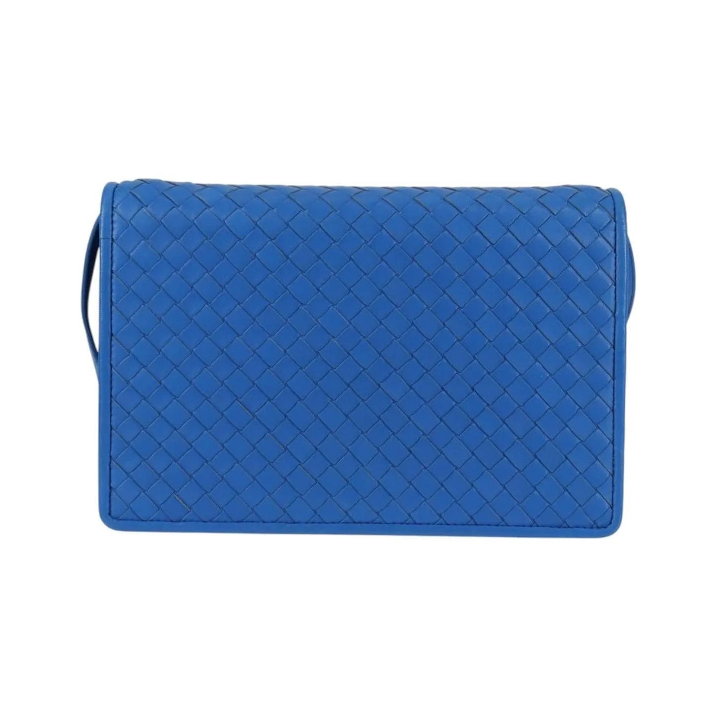 Bottega Veneta Double Compartment Flap Intrecciato Nappa, Blue, Leather, Shoulder Bag