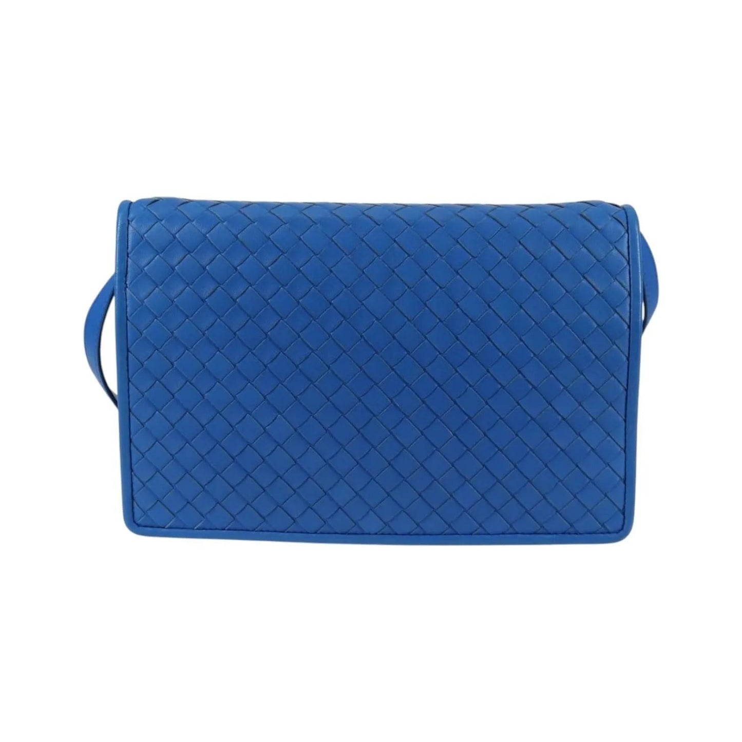 Bottega Veneta Double Compartment Flap Intrecciato Nappa, Blue, Leather, Shoulder Bag