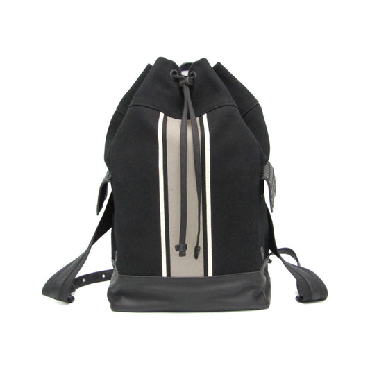 Bottega Veneta Drawstring Printed Canvas with Intrecciato Leather, Black, Canvas, Backpack