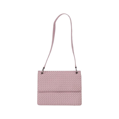 Bottega Veneta Flap Intrecciato Satin, Pink, Satin, Shoulder Bag