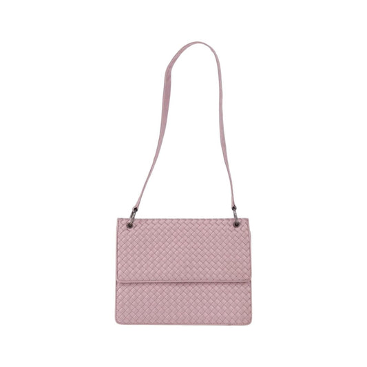 Bottega Veneta Flap Intrecciato Satin, Pink, Satin, Shoulder Bag