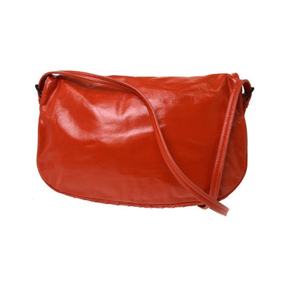 Bottega Veneta Flap Messenger Bag Leather with Intrecciato detail, Red, Leather, Shoulder Bag