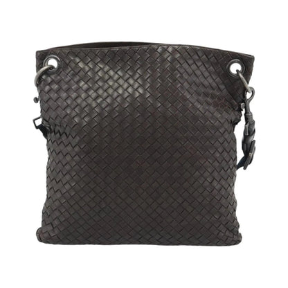 Bottega Veneta Flat Messenger Intrecciato Nappa, Brown, Leather, Crossbody Bag