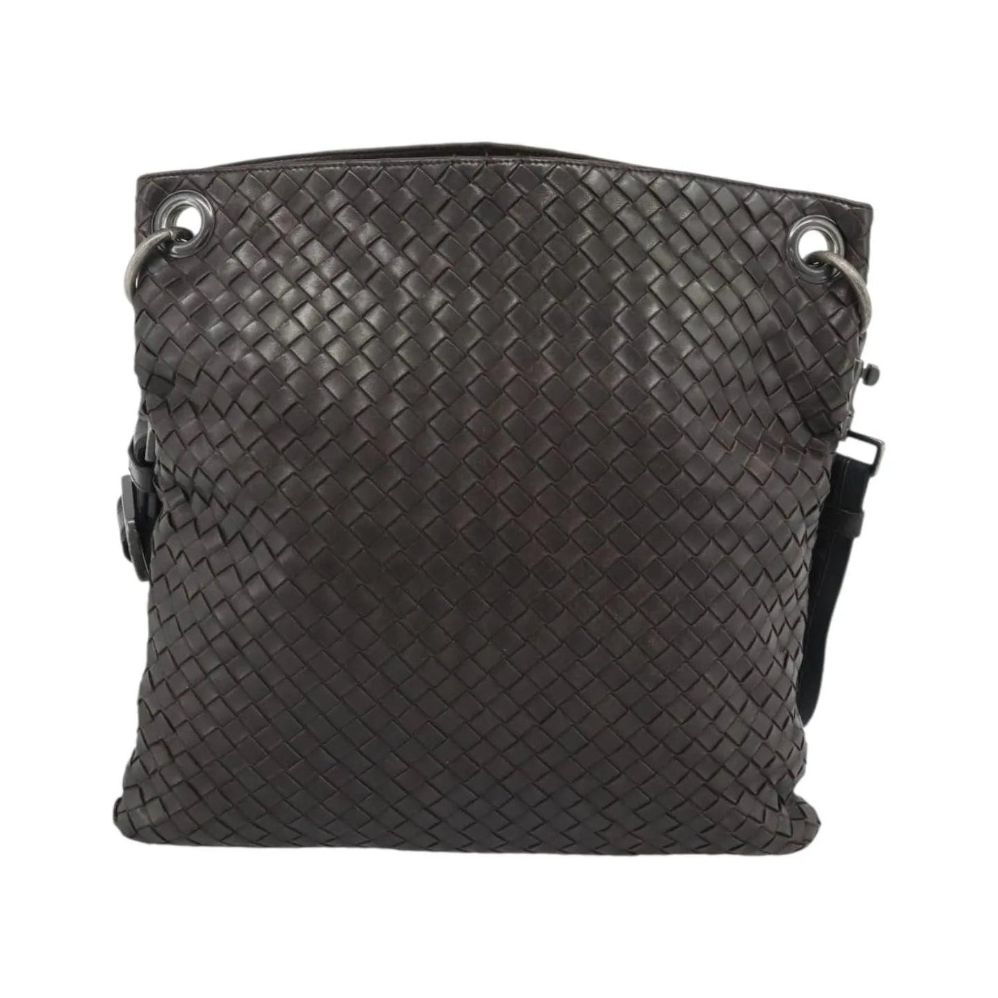 Bottega Veneta Flat Messenger Intrecciato Nappa, Brown, Leather, Crossbody Bag