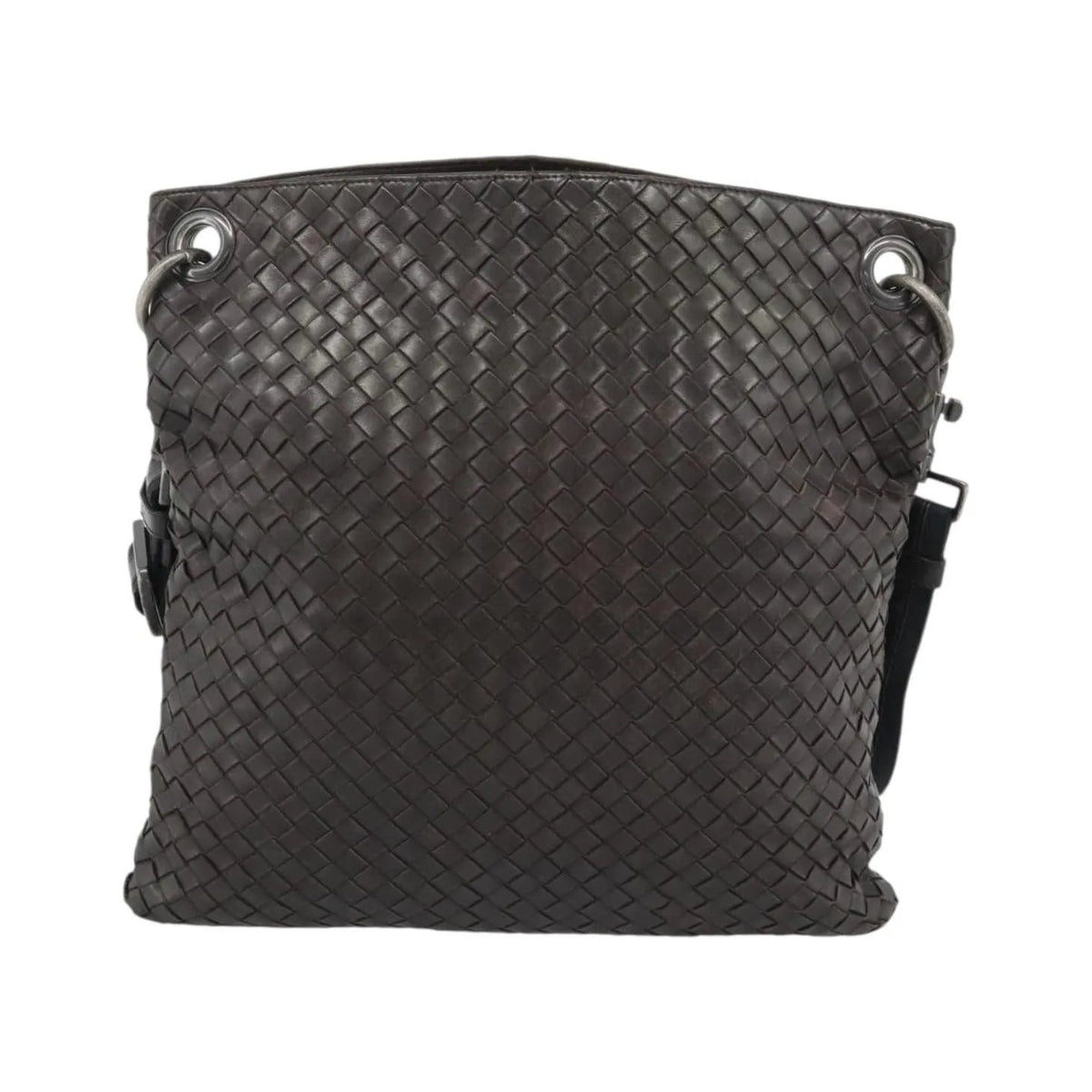 Bottega Veneta Flat Messenger Intrecciato Nappa, Brown, Leather, Crossbody Bag