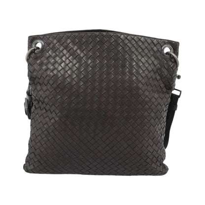 Bottega Veneta Flat Messenger Intrecciato Nappa, Brown, Leather, Crossbody Bag