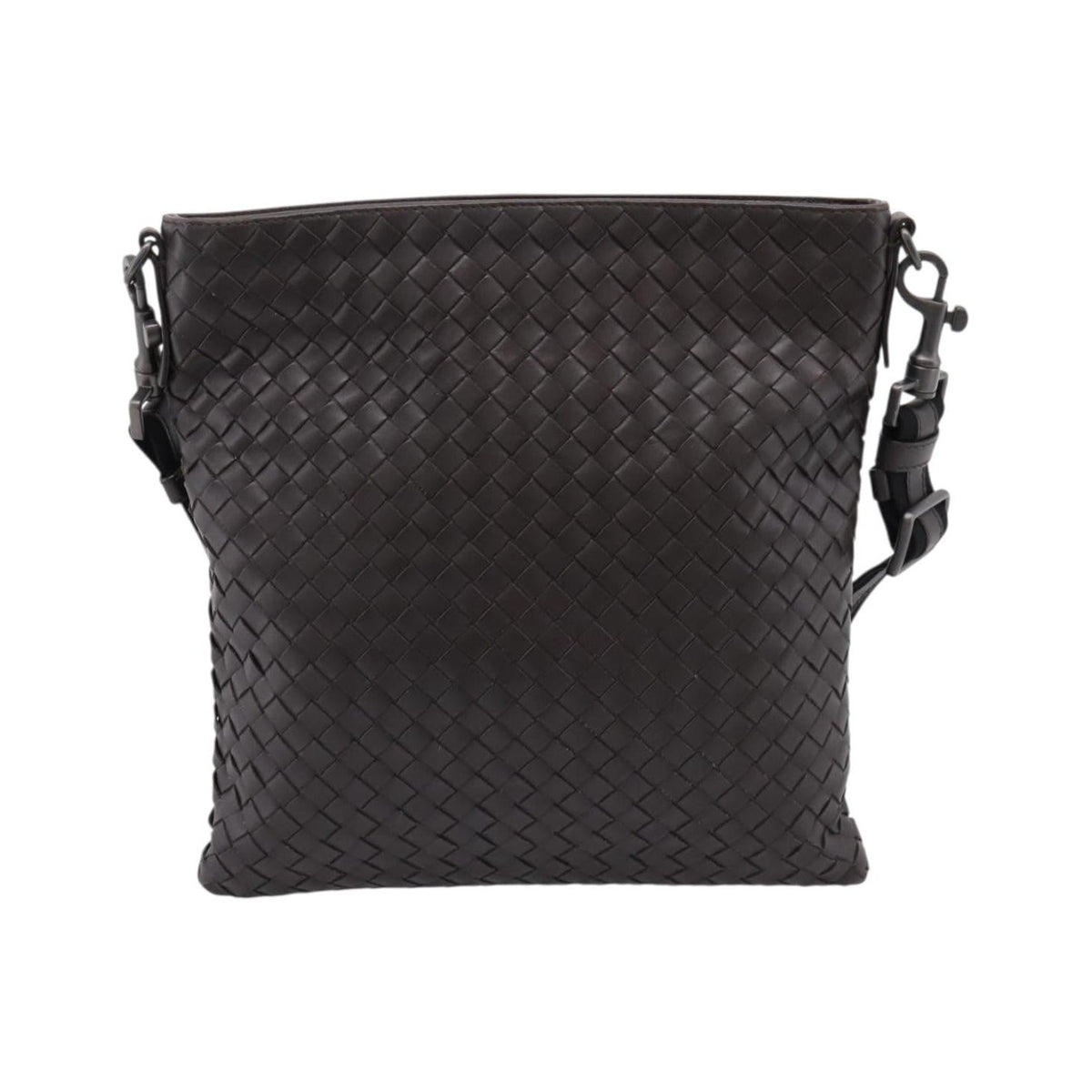 Bottega Veneta Flat Messenger Intrecciato Nappa, Brown, Leather, Handbag
