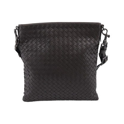 Bottega Veneta Flat Messenger Intrecciato Nappa, Brown, Leather, Handbag