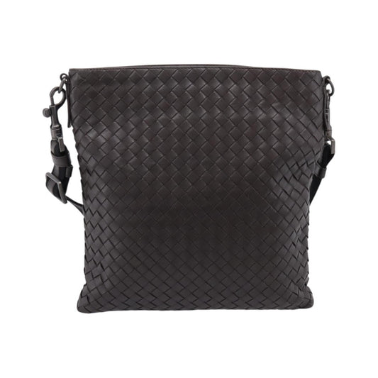 Bottega Veneta Flat Messenger Intrecciato Nappa, Brown, Leather, Handbag