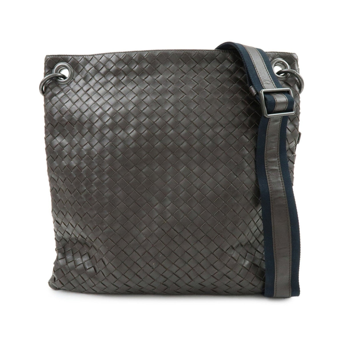 Bottega Veneta Flat Messenger Intrecciato Nappa, Brown, Leather, Handbag