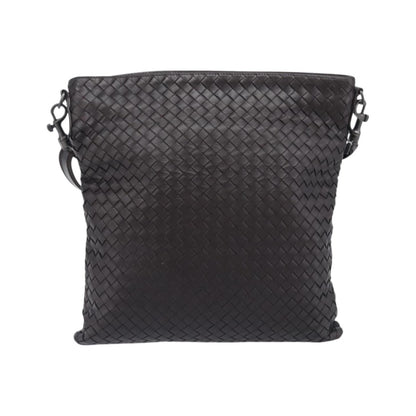 Bottega Veneta Flat Messenger Intrecciato Nappa, Black, Leather, Handbag