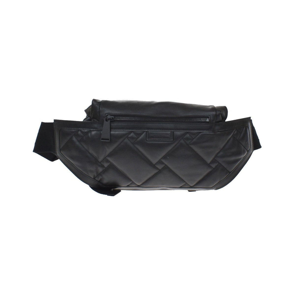 Bottega Veneta Folding Top Belt Perforated Leather, Black, Leather, Handbag