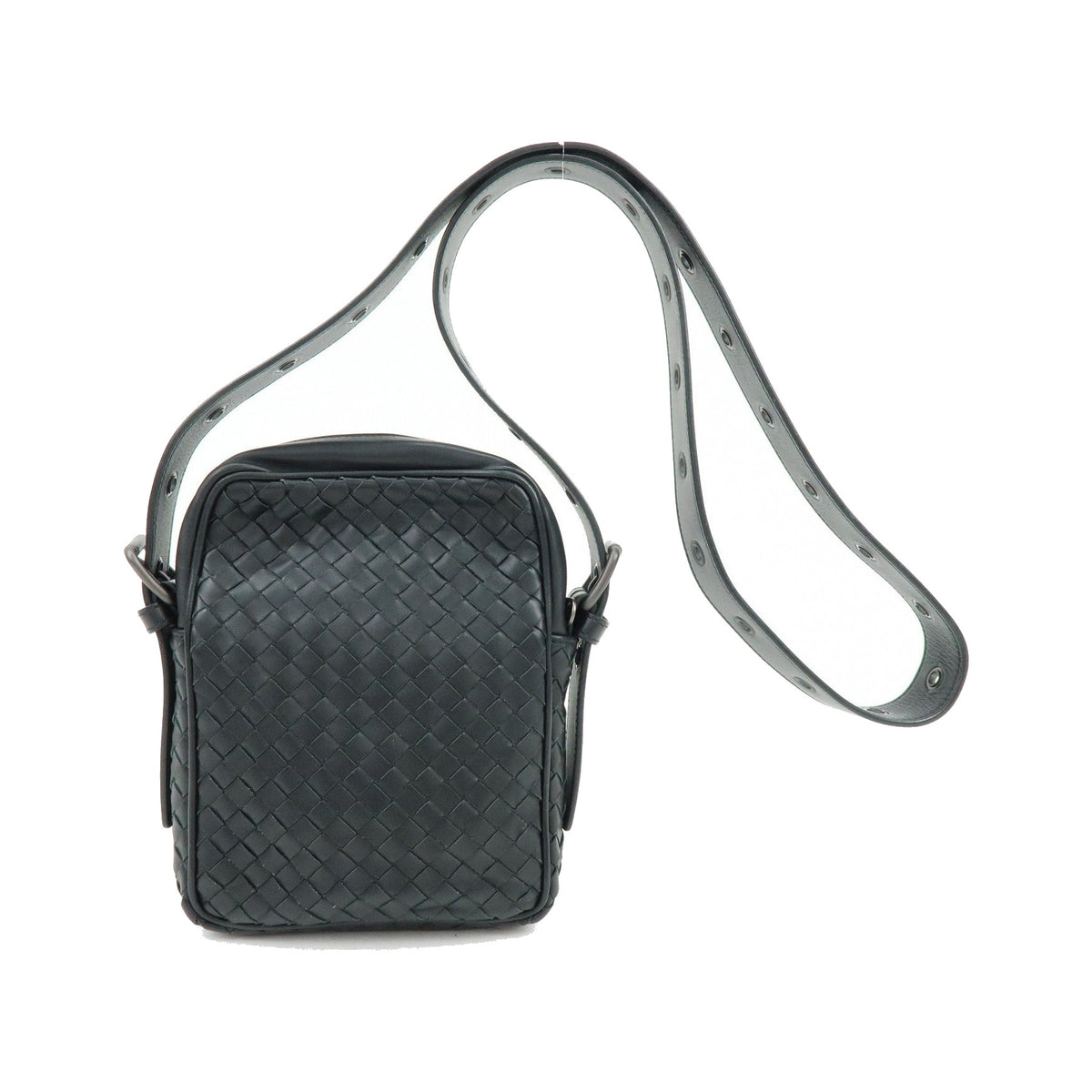 Bottega Veneta Front Pocket Messenger Intrecciato Nappa, Black, Leather, Handbag