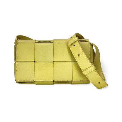 Bottega Veneta Fun Cassette Maxi Intrecciato Leather, Yellow, Leather, Crossbody Bag