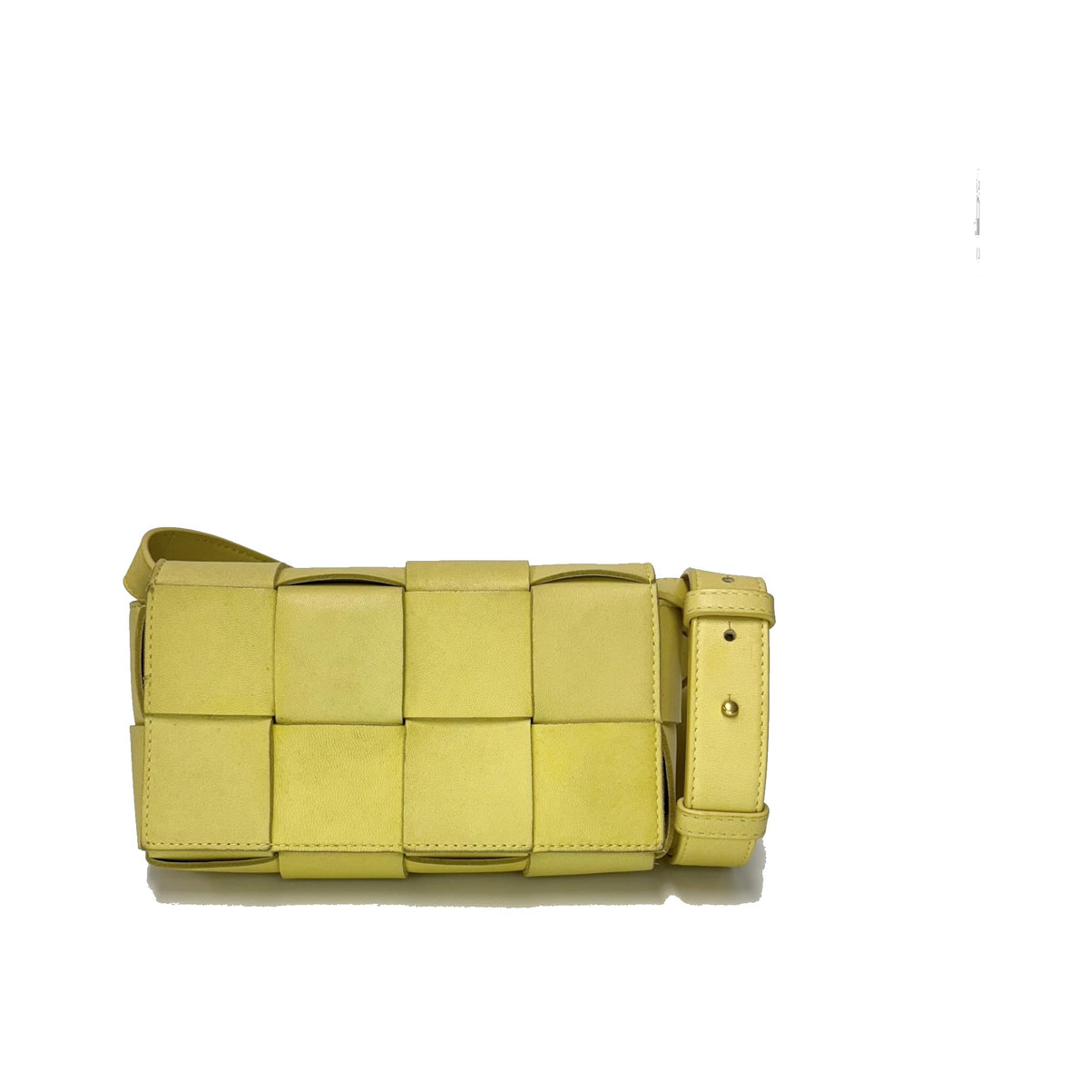 Bottega Veneta Fun Cassette Maxi Intrecciato Leather, Yellow, Leather, Crossbody Bag