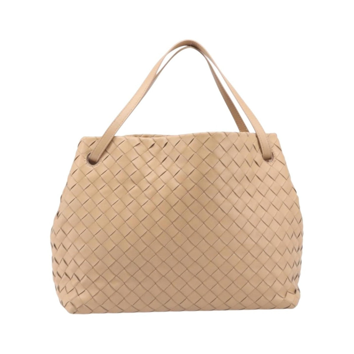 Bottega Veneta Garda Intrecciato Nappa, Beige, Leather, Handbag