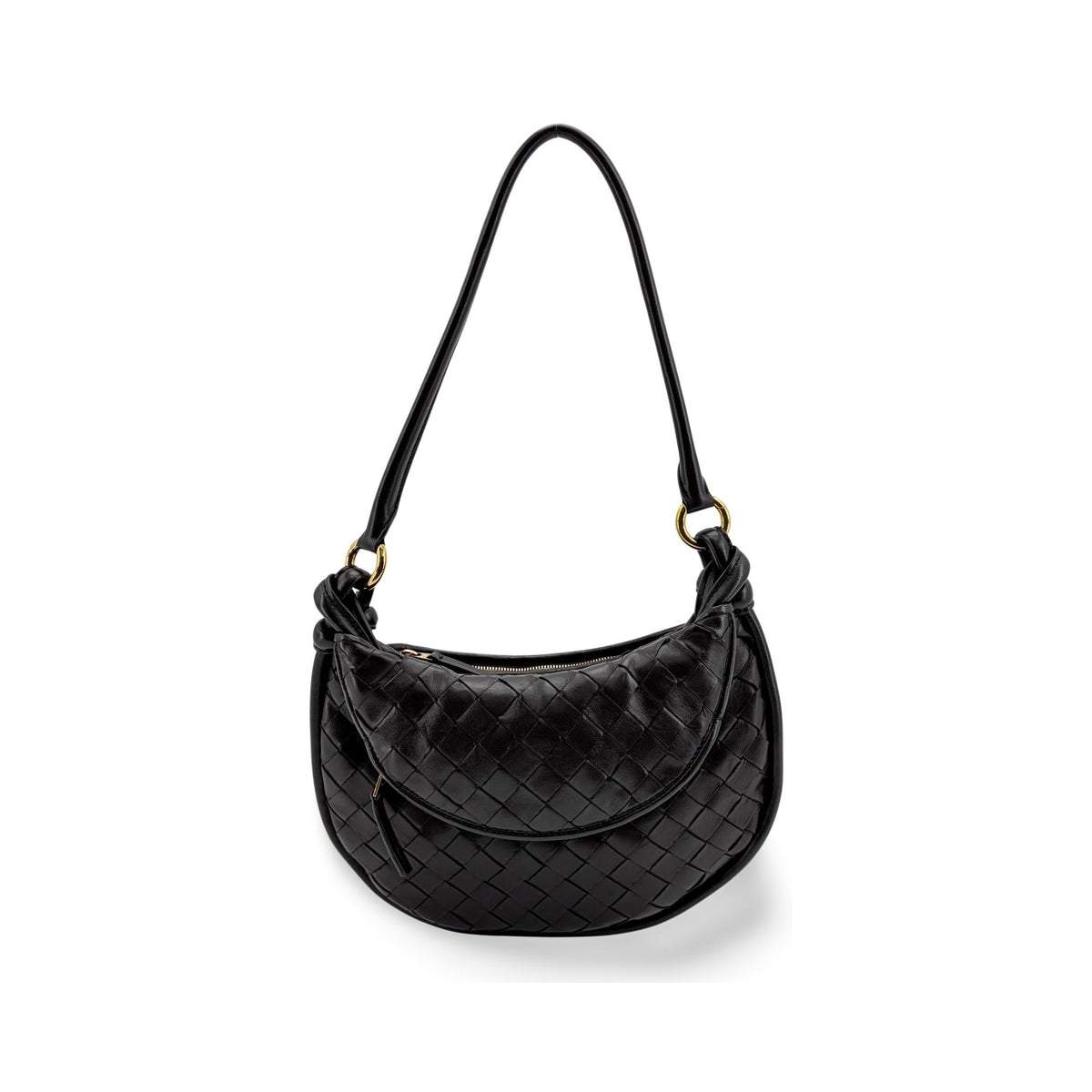 Bottega Veneta Gemelli Intrecciato Leather, Black, Leather, Shoulder Bag