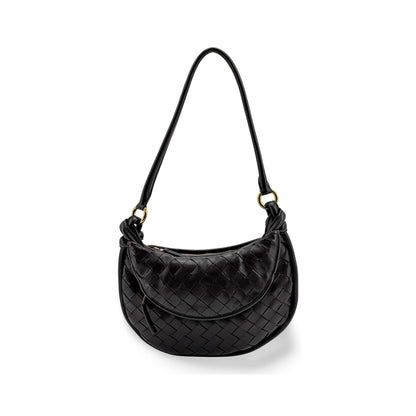 Bottega Veneta Gemelli Intrecciato Leather, Black, Leather, Shoulder Bag