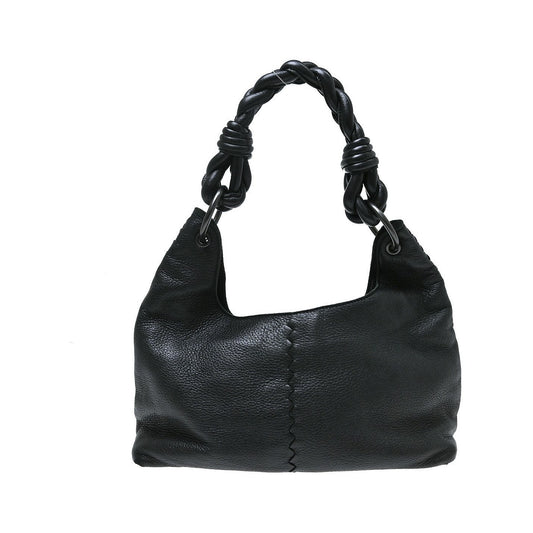 Bottega Veneta Intrecciato Leather, Black, Leather, Handbag