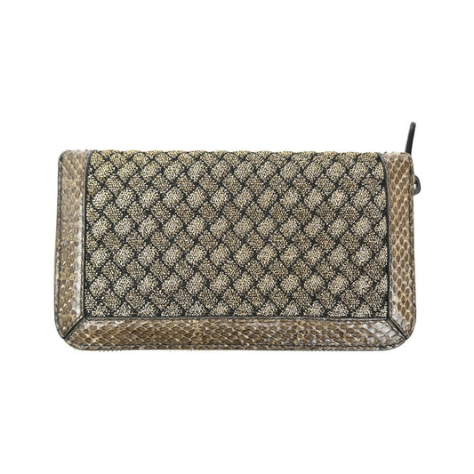 Bottega Veneta Intrecciato Long Zip Leather, Brown, Leather, Wallet