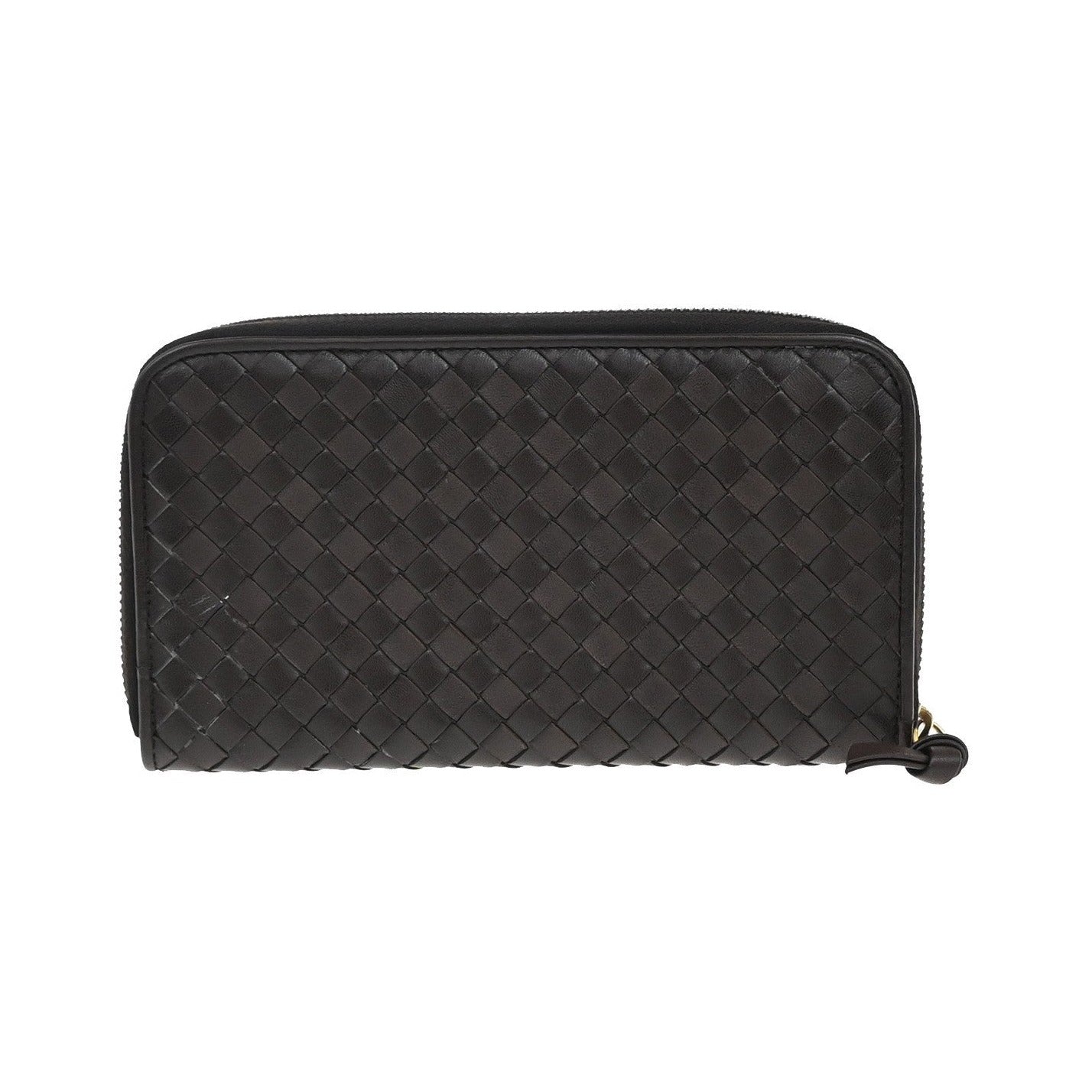 Bottega Veneta Intrecciato Long Zip Leather, Brown, Leather, Wallet