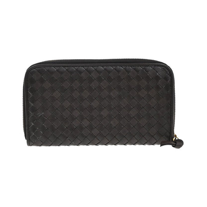 Bottega Veneta Intrecciato Long Zip Leather, Brown, Leather, Wallet