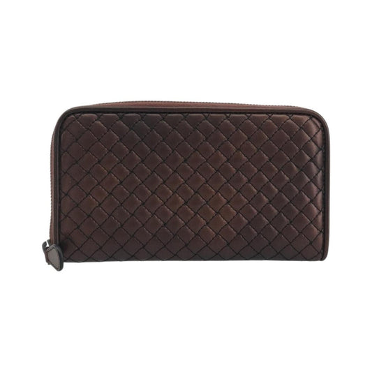 Bottega Veneta Intrecciato Long Zip Leather, Brown, Leather, Briefcase