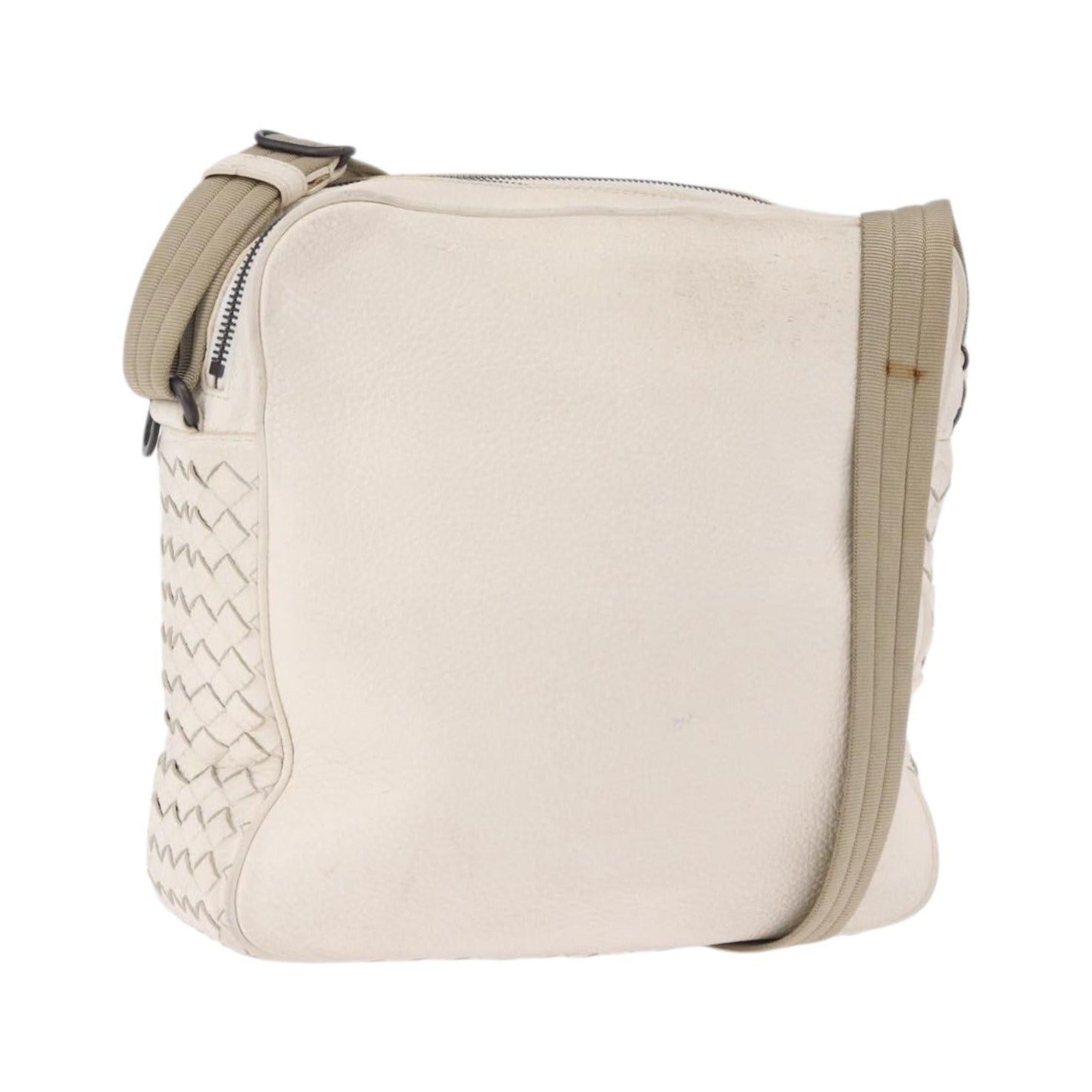 Bottega Veneta Intrecciato Shoulder Leather, White, Leather, Shoulder Bag