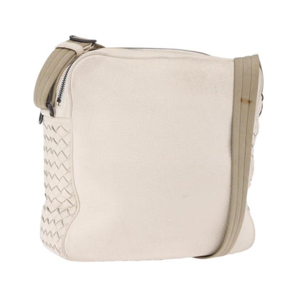 Bottega Veneta Intrecciato Shoulder Leather, White, Leather, Shoulder Bag