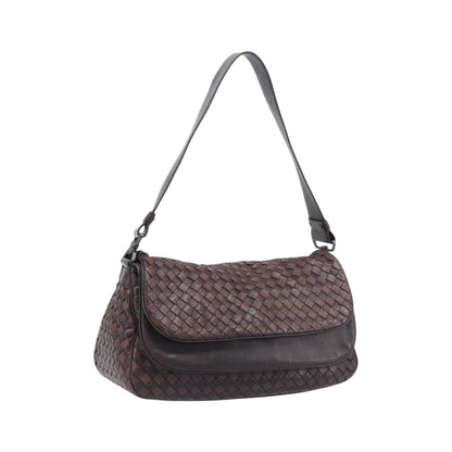 Bottega Veneta Intrecciato Shoulder Leather, Brown, Leather, Shoulder Bag