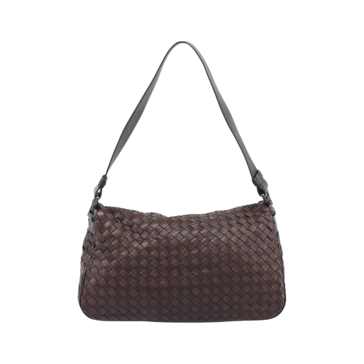 Bottega Veneta Intrecciato Shoulder Leather, Brown, Leather, Shoulder Bag