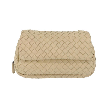 Bottega Veneta Intrecciato Shoulder Leather, Beige, Leather, Shoulder Bag