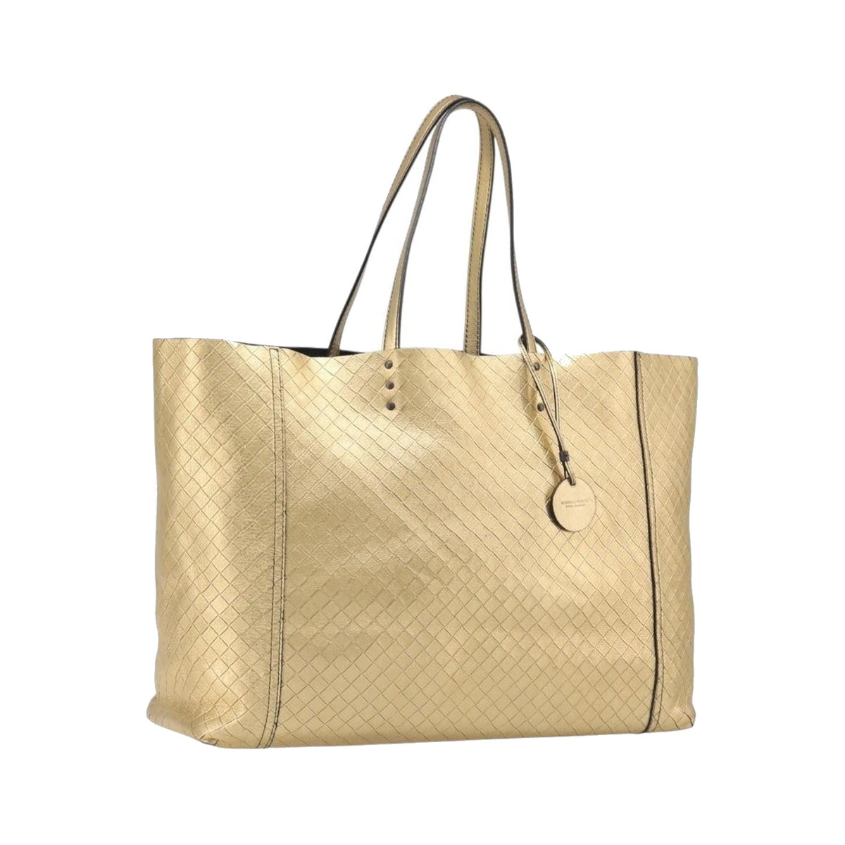 Bottega Veneta Intrecciomirage Leather, Gold, Leather, Tote Bag