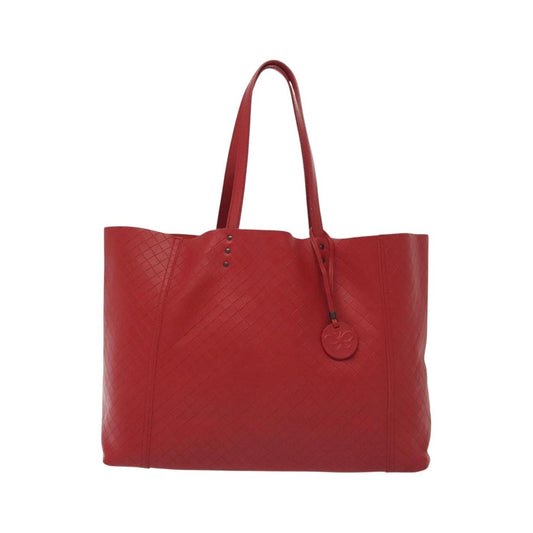 Bottega Veneta Intrecciomirage Tote Leather, Red, Leather, Tote Bag