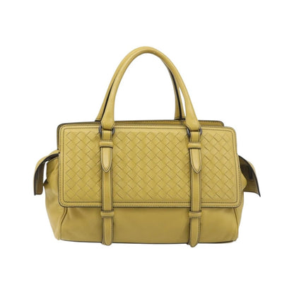 Bottega Veneta Monaco Nappa Leather With Intrecciato Detail, Yellow, Leather, Handbag