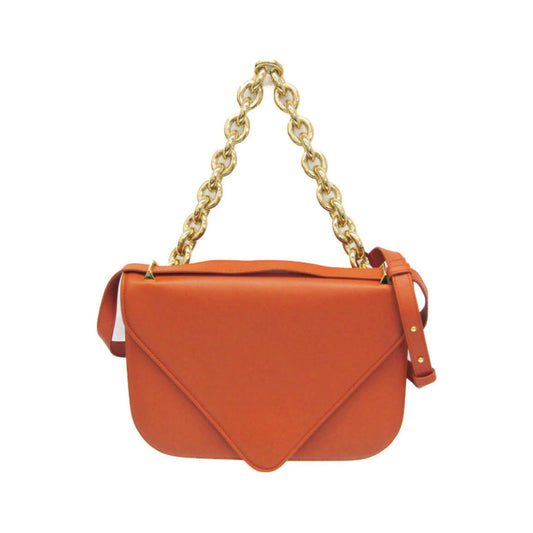 Bottega Veneta Mount Leather, Orange, Leather, Shoulder Bag