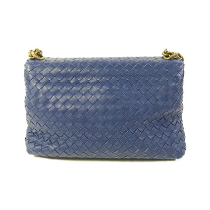 Bottega Veneta Olimpia Intrecciato Microstuds Lambskin, Blue, Leather, Handbag