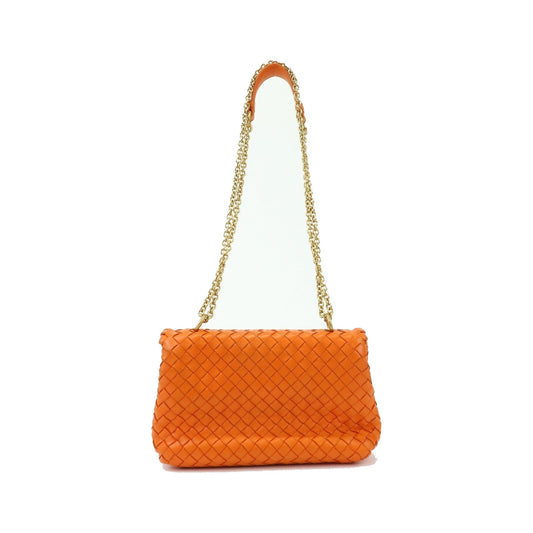 Bottega Veneta Olimpia Intrecciato Nappa, Orange, Leather, Crossbody Bag