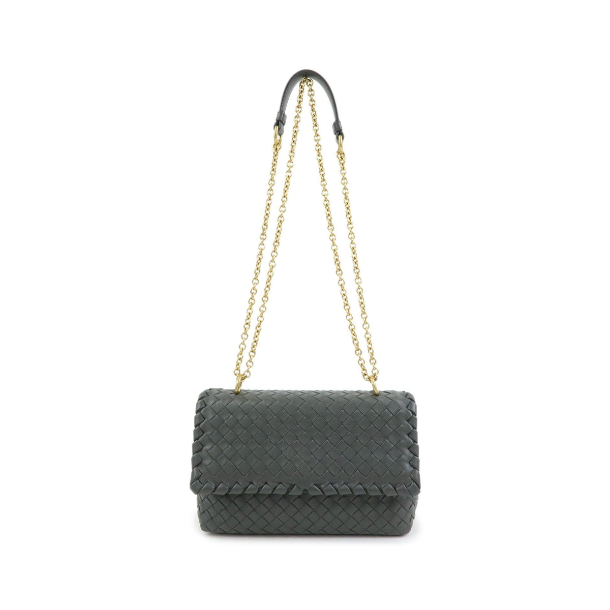 Bottega Veneta Olimpia Intrecciato Nappa, Gray, Leather, Crossbody Bag