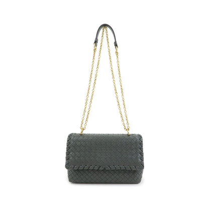 Bottega Veneta Olimpia Intrecciato Nappa, Gray, Leather, Crossbody Bag