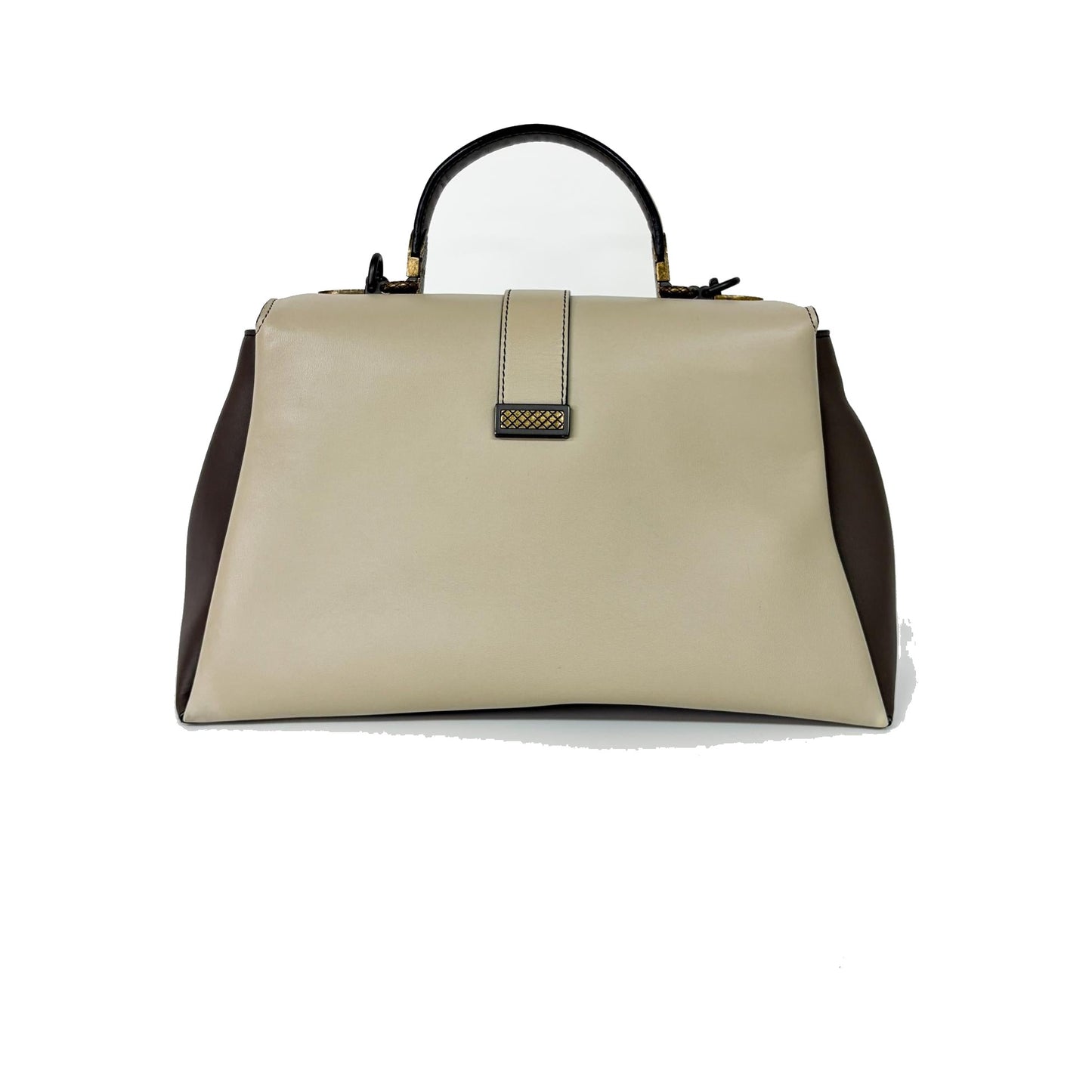 Bottega Veneta Piazza Top Handle Leather with Intrecciato Detail, Gray, Leather, Handbag