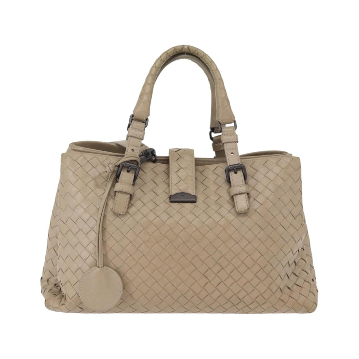 Bottega Veneta Roma Intrecciato Nappa, Gray, Leather, Handbag