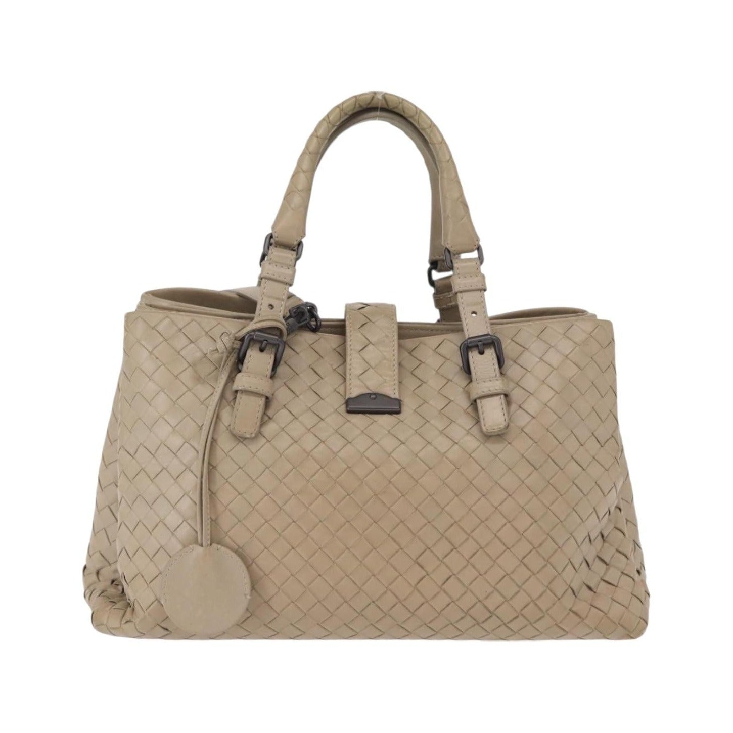 Bottega Veneta Roma Intrecciato Nappa, Gray, Leather, Handbag