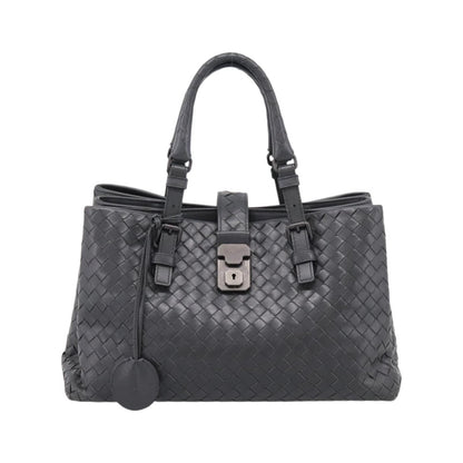 Bottega Veneta Roma Intrecciato Nappa, Gray, Leather, Handbag